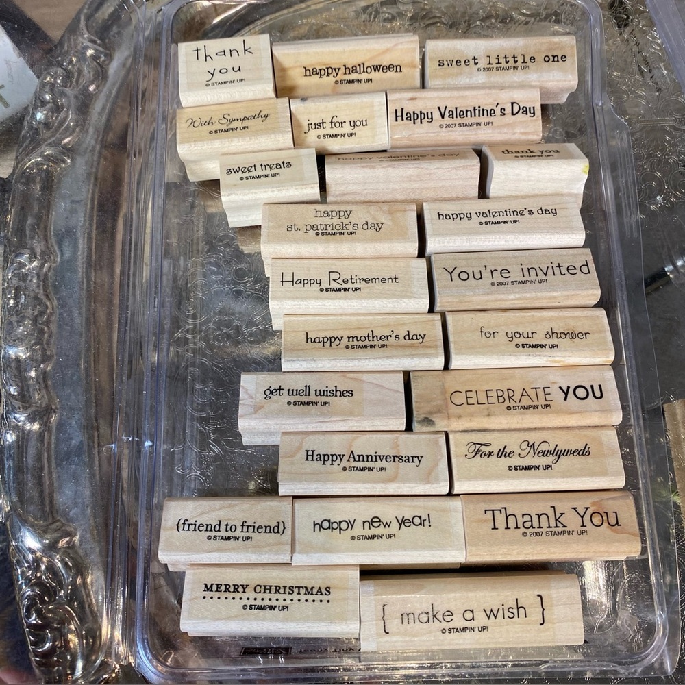 Stampin' Up! Wooden Stamp Set - Natural Wood Teeny Tiny Wishes”24 pieces